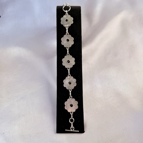925 Sterling Silver Bracelet Red Garnet Gemstones Jewelry Handmade Chain 7.5” - Picture 3 of 5